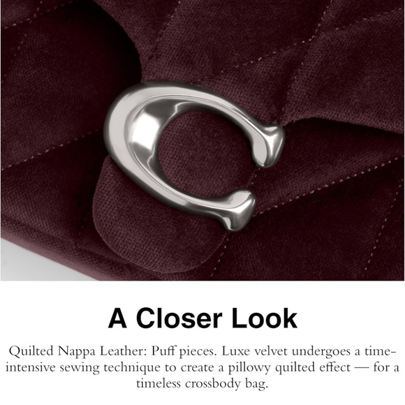 Coach Quilted Velvet Tabby Shoulder Bag 20 Merlot Clutch Crossbody CW608 NWT - Picture 4 of 7